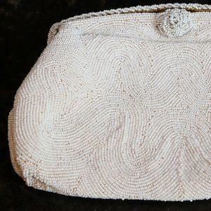 Josef white Beaded Vintage Woman's Handbag